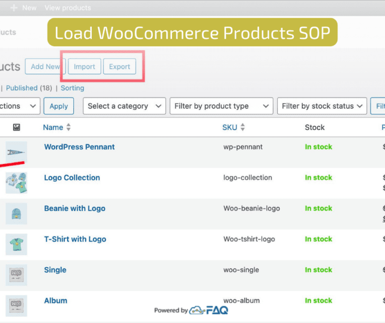 Load WooCommerce Products SOP